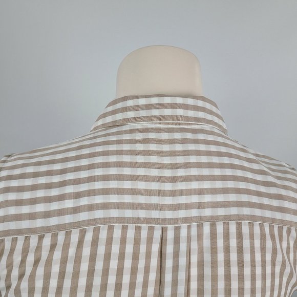 Larry Levine Brown Gingham Stripe Belted Button Up Dress Size XL - Picture 8 of 14